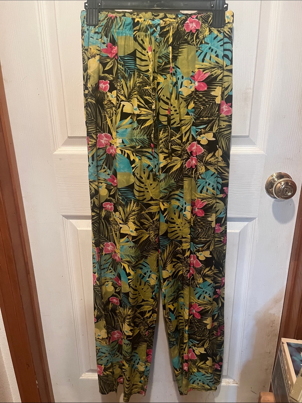 Tropical Print Wide-Leg Pants - Green Floral
